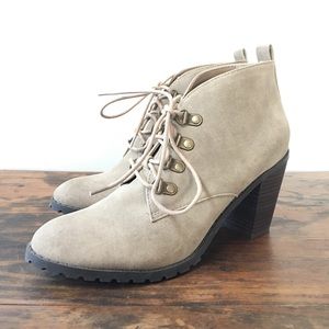 Lace Up Suede Booties